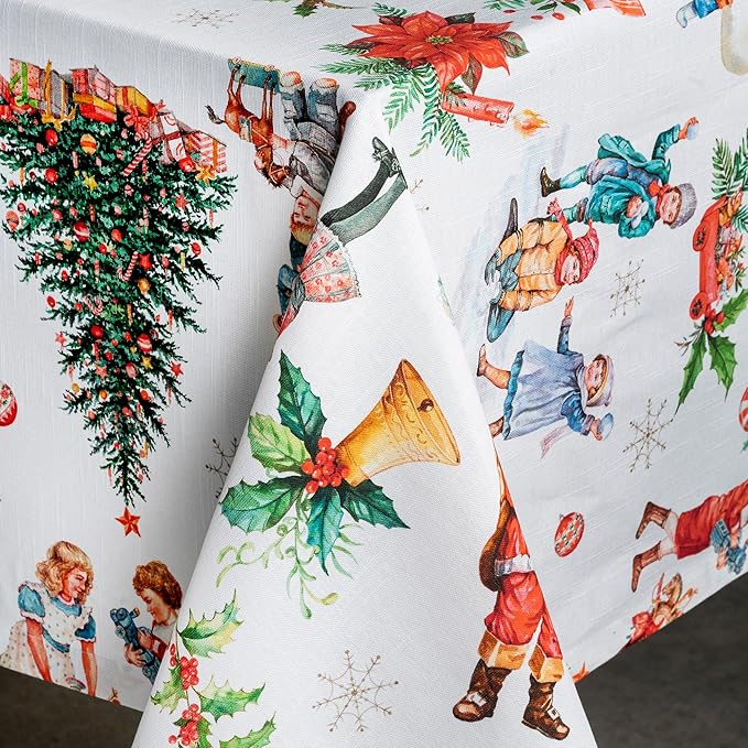 Maison d' Hermine Table Cloth Rectangle Table 100% Cotton 60 x 90 Inches Fall Tablecloth Reusable Everyday Use for Thanksgiving Christmas Decorations Dining Farmhouse Party (Chromo)