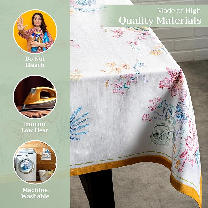 Maison d' Hermine Table Cloth Rectangle Table 100% Cotton 70 x 120 Inches Tablecloth Reusable Decorative for Dining Room Farmhouse Home Valentines Day Decorations Spring Summer - Paradise Island