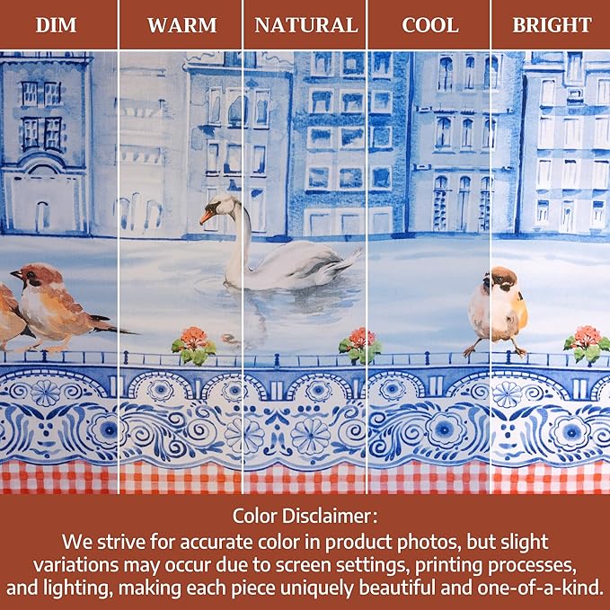 Maison d' Hermine Table Cloth Round Table 100% Cotton 63 Round Inches Tablecloth Reusable Decorative for Dining Room Farmhouse Home Valentines Day Decorations Spring Summer - Amsterdam Canals