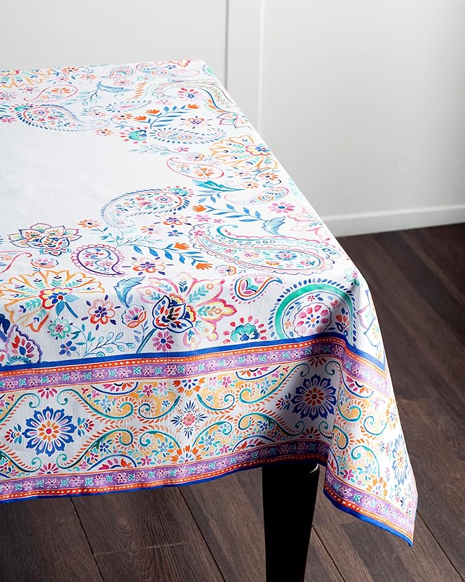 Maison d' Hermine Table Cloth Square Table 100% Cotton 60 x 60 Inches Tablecloth Reusable Decorative for Dining Room Farmhouse Home Valentines Day Decorations Spring Summer - Indian Floral