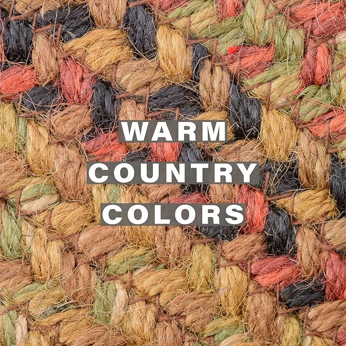 Homespice Gingerbread Jute Woven Placemats, Warm Country Decor, Set of 4, Brown 13x19 Rectangle Table Mats - Vibrant Colors, Durable, Easy to Clean and Protects Furniture