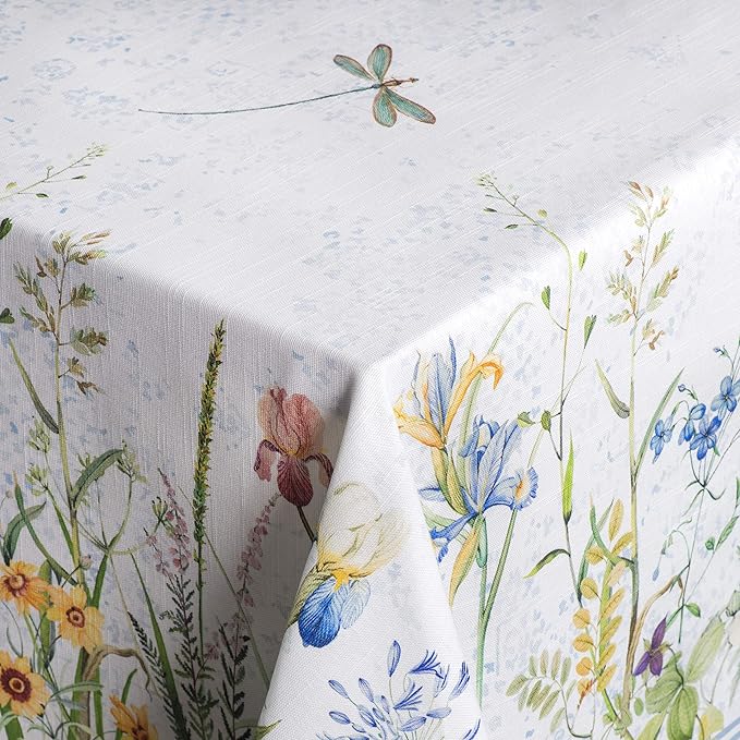 Maison d' Hermine Table Cloth Square Table 100% Cotton 60 x 60 Inches Tablecloth Reusable Decorative for Dining Room Farmhouse Home Valentines Day Decorations Spring Summer - Fleurs De Mai