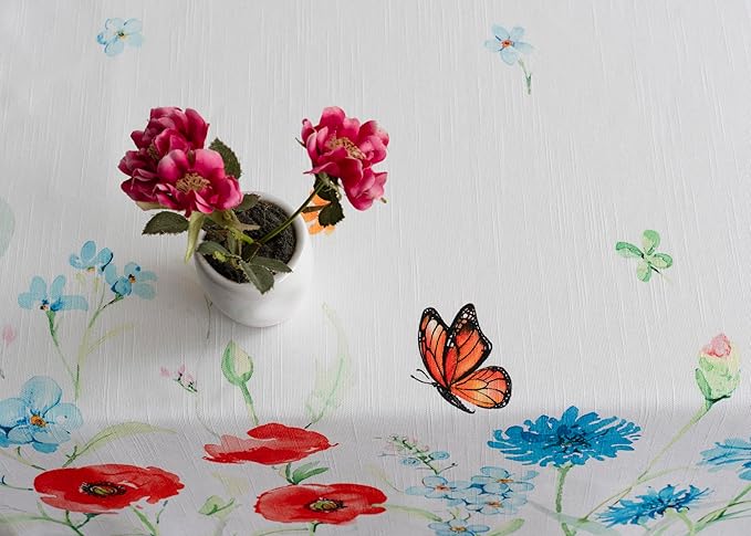 Maison d' Hermine Table Cloth Rectangle Table 100% Cotton 70 x 108 Inches Tablecloth Reusable Decorative for Dining Room Farmhouse Home Valentines Day Decorations Spring Summer - Summer Whisper