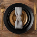Decozen Set of 12 Silver Napkin Rings in Elegant Stone, Festive, Table Decor Setting for Holiday, Wedding, Birthday, Kitchen, Home Decor, Housewarming Gift - Mothers Day Decorations