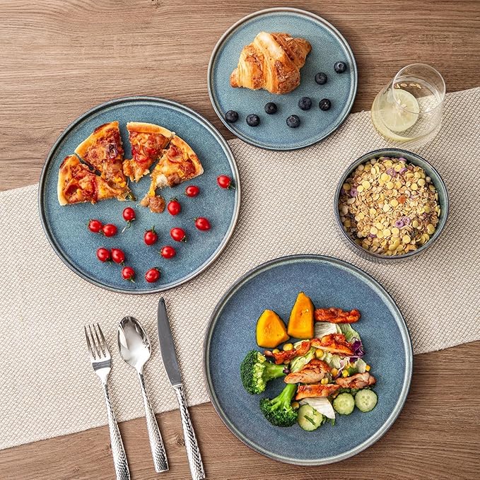 AmorArc Ceramic Dinnerware Sets for 4,Round Reactive Glaze Stoneware Plates and Bowls Set,Highly Chip and Crack Resistant Dishware | Dishwasher & Microwave Safe Dishes Set,Service for 8 (24pc)