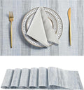 Leetaltree LightSteel Blue Placemats Set of 6 - Heat Resistant Non-Slip Place mats for Dining Table, Washable Durable PVC Vinyl Woven Table Mats（LightSteel Blue, 6）