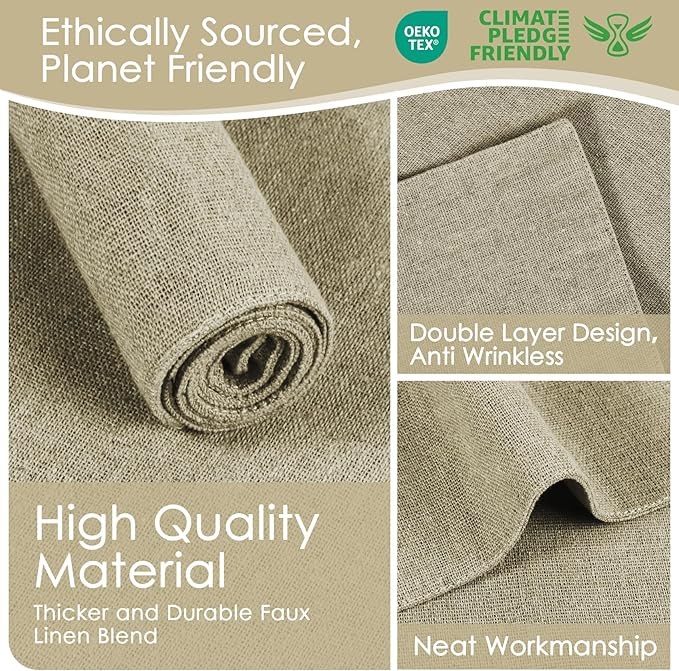MANSPHIL Cloth Placemats Set of 6 Double Layer Thick Fabric Table Mats Faux Linen Place Mats Heat Resistant Washable Wrinkle Free Dining Kitchen Table Decor - 13x19 Inch Beige Oeko Tex Placemat