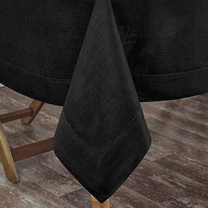 D'Moksha Homes Black Linen Tablecloth 60 x 120 Inch - 100% Pure Linen Tablecloth for Rectangle Tables - Machine Washable Table Cloth for Spring, Easter