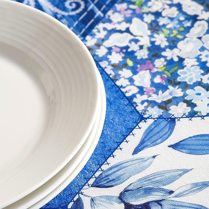 Maison d' Hermine Table Cloth Rectangle Table 100% Cotton 60 x 90 Inches Tablecloth Reusable Decorative for Dining Room Farmhouse Home Valentines Day Decorations Spring Summer - Summer Blues
