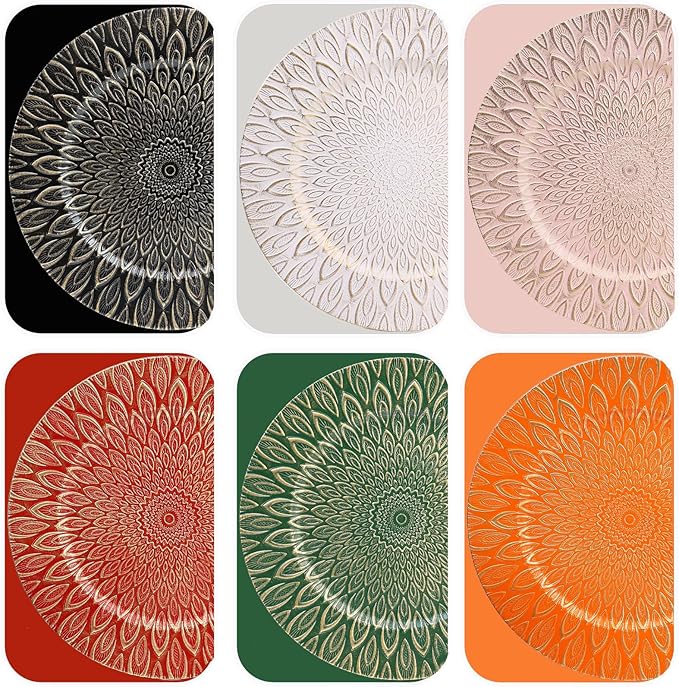 Orange Charger Plates, 13 Inch Set of 6 Plastic Peacock Chargers for Dinner Plates,Table Settings, Easter, Thanksgiving, Christmas Party, Family Gathering.