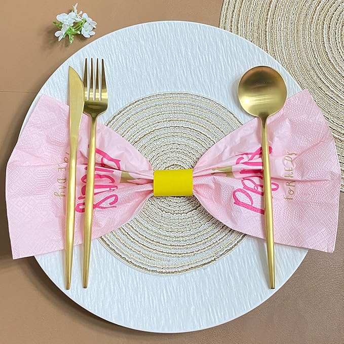 Germiwipe Paper Napkin Bands Box of 500,Napkin Rings Self Adhesive,Silverware Wraps Bands, Perfect for Birthday Parties, Weddings, Family Reunion & Events(Yellow-500pcs)