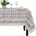 CPC Rustic Brown Tablecloth 100% Cotton 80x120 Inch Indian Block Print Rectangle Table Cover, Table Cloth for Gifting in Weddings, Halloween, Fall, Christmas, Thanksgiving