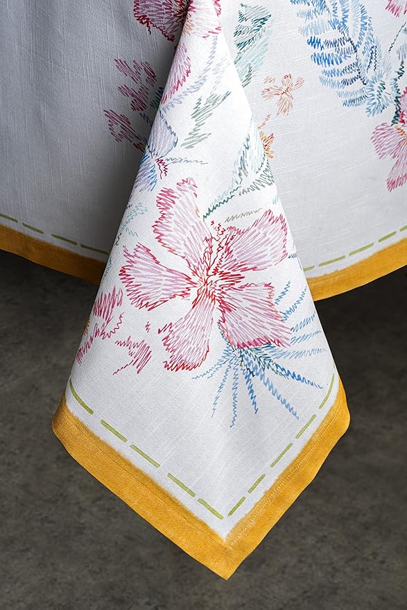 Maison d' Hermine Table Cloth Rectangle Table 100% Cotton 60 x 90 Inches Tablecloth Reusable Decorative for Dining Room Farmhouse Home Valentines Day Decorations Spring Summer - Paradise Island