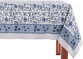 ATOSII Jodhpur Blue 100% Cotton Rectangle Tablecloth, Handblock Floral Linen Table Cloth for Kitchen Dining Table I Parties Wedding Outdoors I Home Decor 60 X 108 Inches