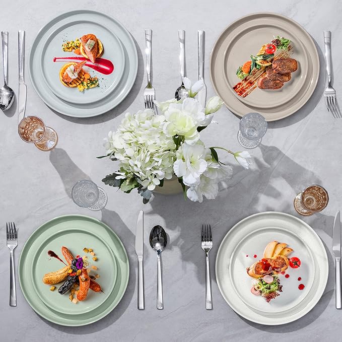 LIANYU Stoneware Dinner Plates Set of 6, 7.75 Inch Small Ceramic Salad Dessert Plate for Kitchen, Porcelain Round Serving Dishes Set, Oven, Microwave & Dishwasher Safe, Scratch Resistant, Snowy White