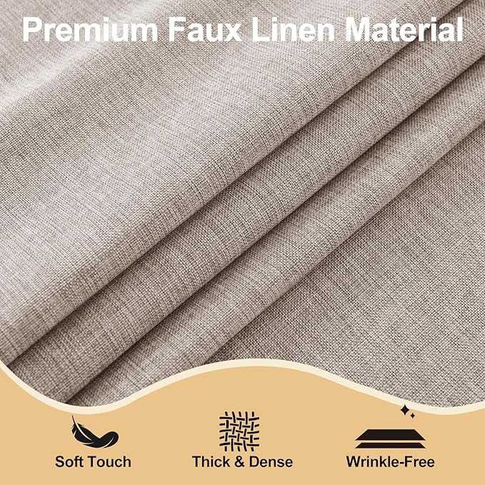 JIUZHEN Faux Linen Round Tablecloths 54 inch, Decorative Wrinkle Free Texture Rustic Circle Table Cloth Cover for Kitchen, Dining, Party, Wedding, Outdoor Use (54 Inch Round,Stone)