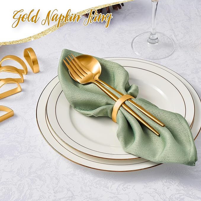 APTWOW Gold Napkin Rings Set of 100, Semicircle Metal Gold Napkin Holder Buckles, Fall Thanksgiving Christmas Napkin Rings for Dinner Table Decor, Wedding, Banquet, Party