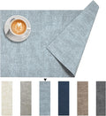 DOLOPL Placemats Set of 12, Reversible Wipeable & Heat Resistant Place Mats, Modern Faux Leather Table Mats for Kitchen, Neutral Waterproof Tablemats for Dining Table Decor, Wedding, Party(Dusty Blue)