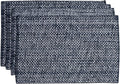 Sweet Home Collection 100% Cotton Placemats for Dining Room Rectangle Two Tone Woven Fabric 13" x 19" Soft Durable Table Mat Set, Set of 6, Navy