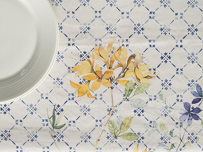 Maison d' Hermine Table Cloth Rectangle Table 100% Cotton 70 x 120 Inches Tablecloth Reusable Decorative for Dining Room Farmhouse Home Valentines Day Decorations Spring Summer - Faience
