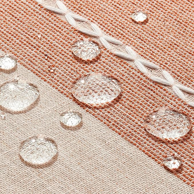 ZeeMart Contrast Linen Table Cloth Rectangle Table Cloths 60x104 Inch Orange, Farmhouse Style Heavy Weight Burnt Orange Fall Tablecloth, Water Resistant Burlap Tablecloths