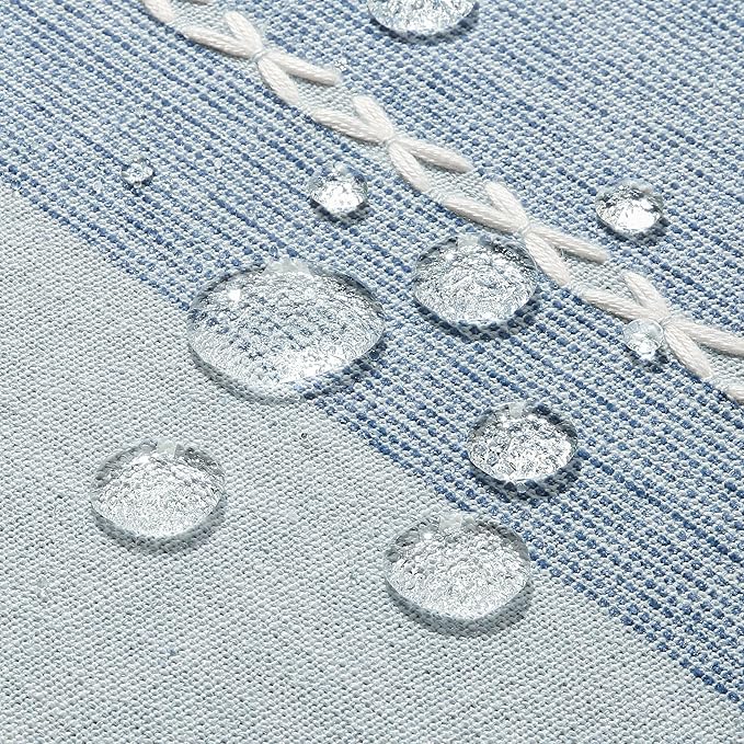 ZeeMart Contrast Linen Table Cloth Square Table Cloths 60x60 Inch Blue, Farmhouse Style Heavy Weight Blue Tablecloth, Water Resistant Burlap Tablecloths