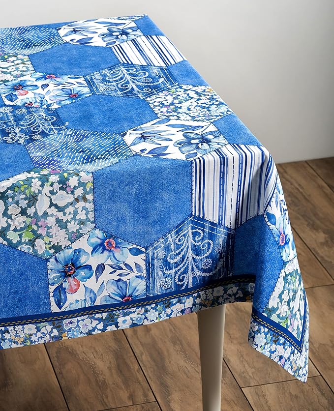 Maison d' Hermine Table Cloth Rectangle Table 100% Cotton 70 x 120 Inches Tablecloth Reusable Decorative for Dining Room Farmhouse Home Valentines Day Decorations Spring Summer - Summer Blues