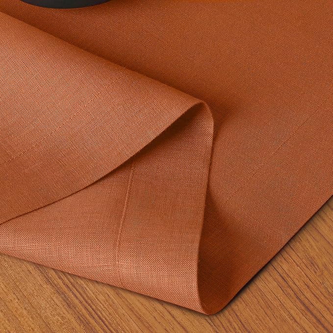 D'Moksha Homes Linen Rust Table Runner 36 Inches - 100% Pure Linen Small Table Runner 14 x 36 Inch for Dresser, Coffee Tables, Spring, Easter - Machine Washable
