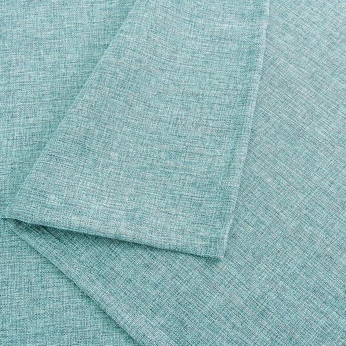Hiasan 2 Pack Faux Linen Rectangle Tablecloth - Wrinkle and Stain Resistant Washable Table Cloth for Kitchen Dining Room Holiday Table Cover for Party Dinner, Aqua, 90 x 132 Inch