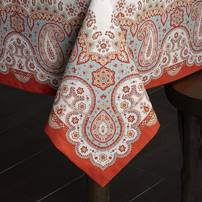 Maison d' Hermine Table Cloth Rectangle Table 100% Cotton 54 x 72 Inches Fall Tablecloth Reusable Everyday Use for Thanksgiving Christmas Decorations Dining Farmhouse Party (Cachemire)