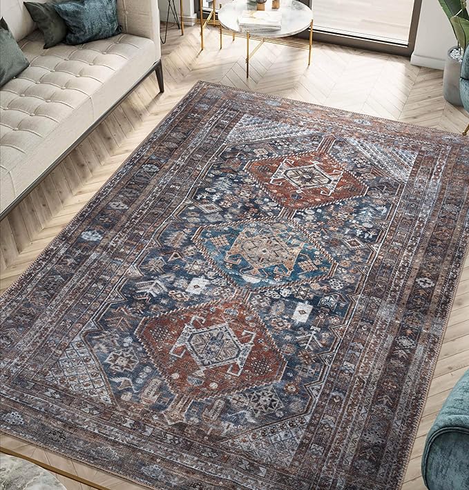 Keen Home Design 3x5 Rug - Machine Washable Entry Rug with Non-Slip Backing, Ideal for Enteryway, Kitchen, Bathroom, Laundry Room - Vintage, Easy Clean, Durable, Low Pile - (3' x 5')