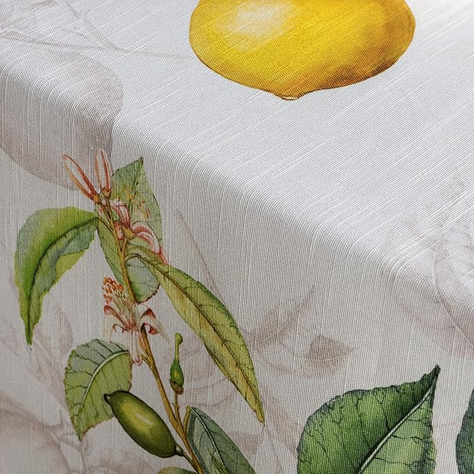 Maison d' Hermine Table Cloth Rectangle Table 100% Cotton 70 x 90 Inches Tablecloth Reusable Decorative for Dining Room Farmhouse Home Valentines Day Decorations Spring Summer - Limoncello